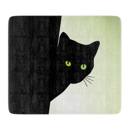 Green Eyed Black Cat Cutting Board