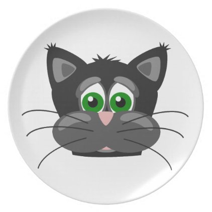 Green-eyed black Cat Dinner Plate