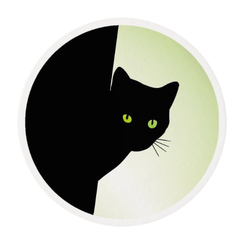 Green Eyed Black Cat Edible Frosting Rounds