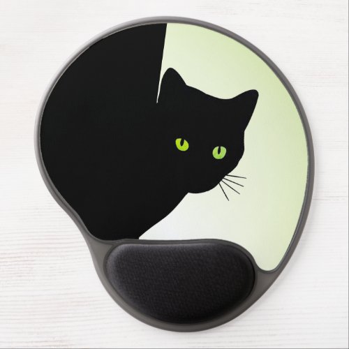 Green Eyed Black Cat Gel Mouse Pad