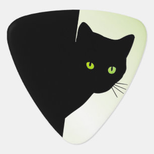 Green Eyed Black Cat Guitar Pick