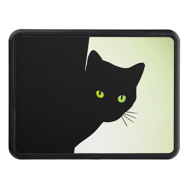 Green Eyed Black Cat Hitch Cover (Front)