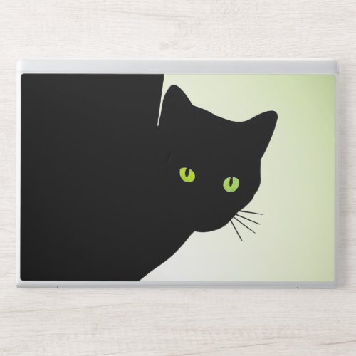 Green Eyed Black Cat HP Laptop Skin