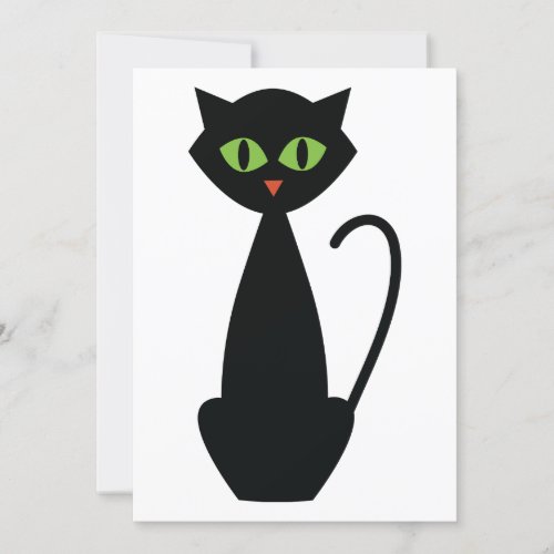 Green Eyed Black Cat Invitation