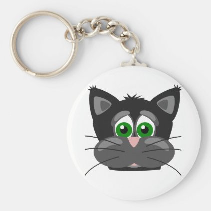 Green-eyed black Cat Keychain