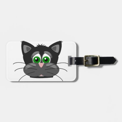 Green-eyed black Cat Luggage Tag