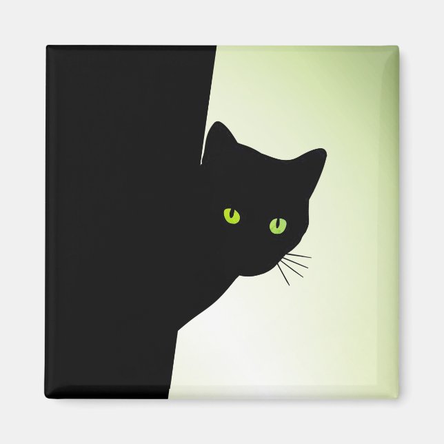 Green Eyed Black Cat Magnet (Front)