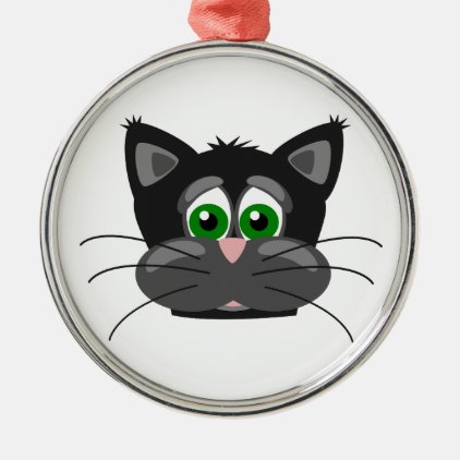 Green-eyed black Cat Metal Ornament