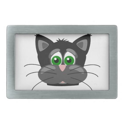 Green-eyed black Cat Rectangular Belt Buckle