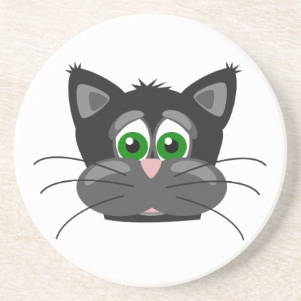 Green-eyed black Cat Sandstone Coaster