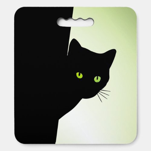 Green Eyed Black Cat Seat Cushion