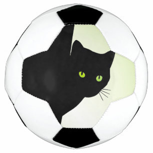 Green Eyed Black Cat Soccer Ball