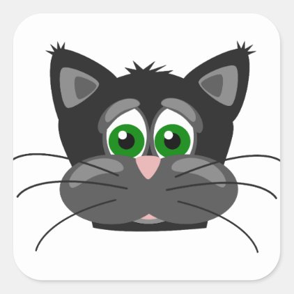 Green-eyed black Cat Square Sticker