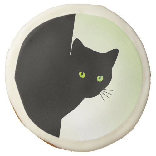 Green Eyed Black Cat Sugar Cookie