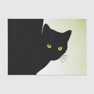 Green Eyed Black Cat Tissue Paper