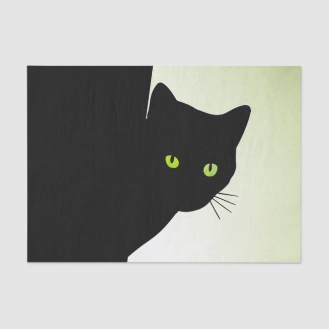 Green Eyed Black Cat Tissue Paper (Front)