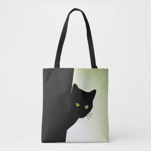 Green Eyed Black Cat Tote Bag