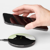 Green Eyed Black Cat Wireless Charger (Hand)