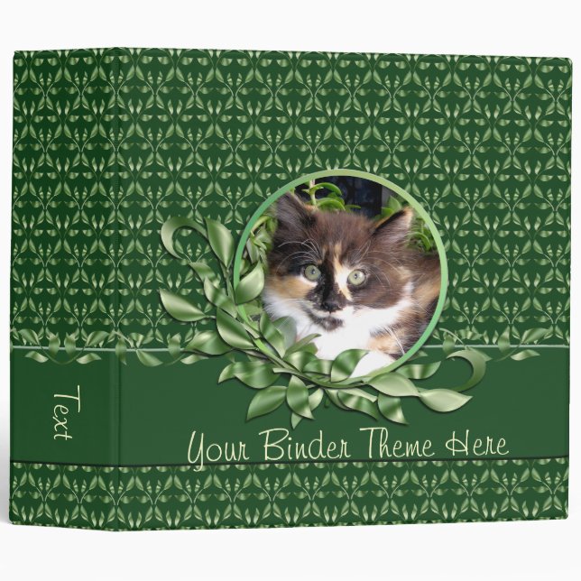 Green Eyed Calico Kitten 2 Inch 3 Ring Binder (Front/Spine)