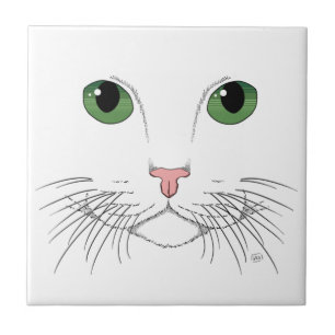 Green Eyed Cat Ceramic Tile
