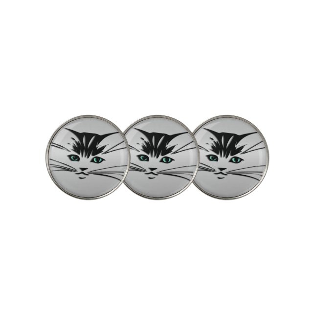 Green Eyed Cat Golf Ball Marker (3 Up)