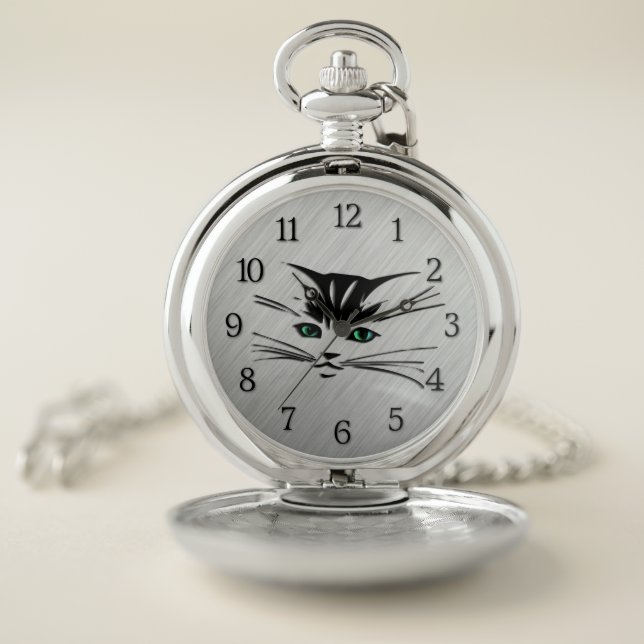 Green Eyed Cat Pocket Watch (Inside)