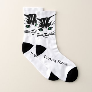 Green Eyed Cat Pussy Footing Socks