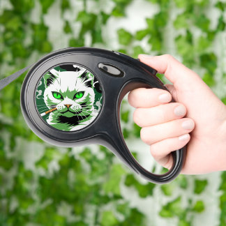 green eyed cat retractable pet leash 