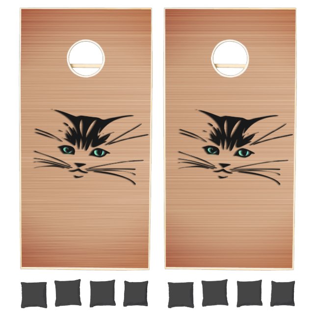 Green Eyed Cat Rustic Cornhole Set (Set)