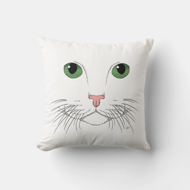 Green Eyed Cat  Throw Pillow (Front)