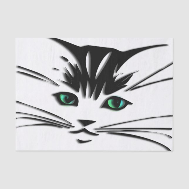 Green Eyed Cat Tissue Paper (Front)