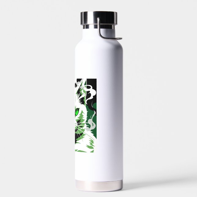 Green eyed cat water bottle (Left)