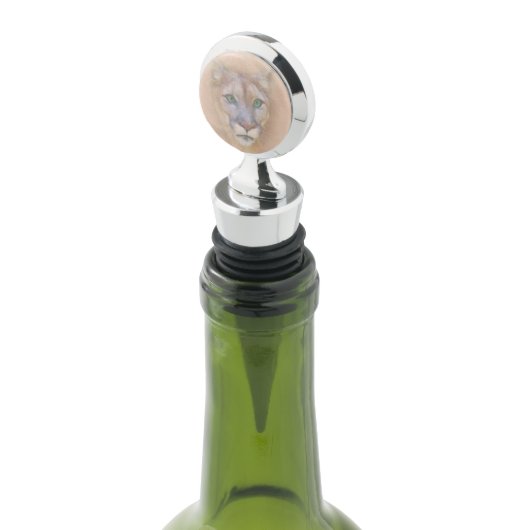 Green Eyed Cougar Wine Stopper (Angled)