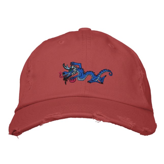 Green eyed Dragon Embroidered Baseball Cap (Front)