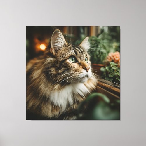 Green-Eyed Fluffy Tabby Canvas Print