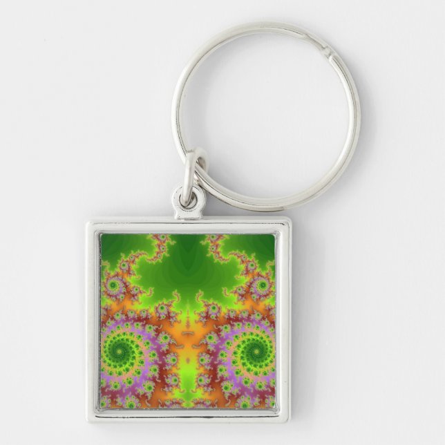 Green Eyed Fractal Keychain (Front)