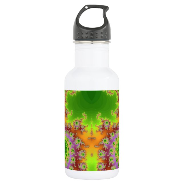 Green Eyed Fractal Water Bottle (Front)
