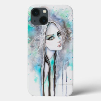 Green Eyed Ghost Watercolor Modern Art Portrait iPhone 13 Case