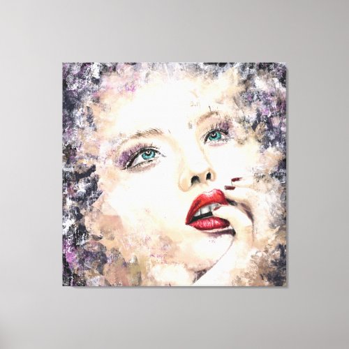 Green Eyed Pretty Woman Abstract Original Painting Canvas Print