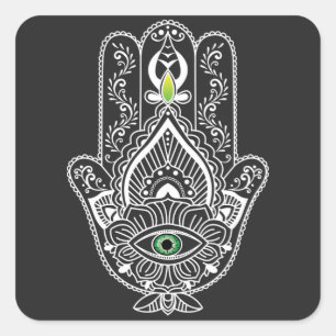 Green Eyed Protector Hamza Hand Square Sticker