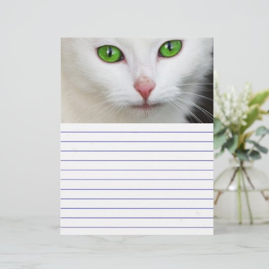 Green Eyed White Cat (Standing Front)