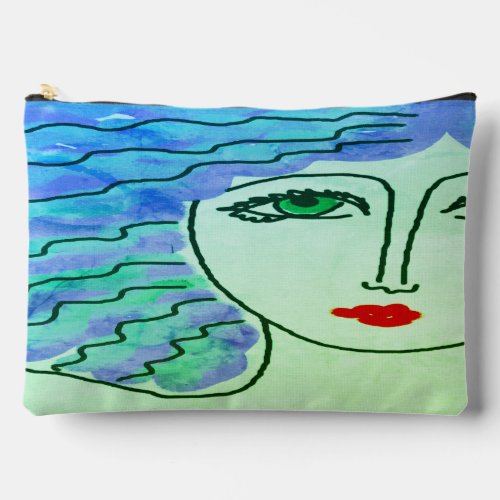 Green Eyes Abstract Digital Art Accessory Pouch