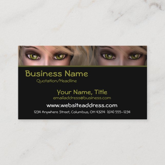 Green Eyes D3 - Fantasy Business Cards (Front)