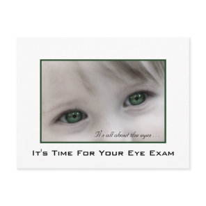 Green Eyes Eye Exam Appointment Reminder Postcard