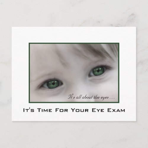 Green Eyes Eye Exam Appointment Reminder Postcard