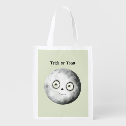 Green Eyes Halloween Moon Grocery Bag