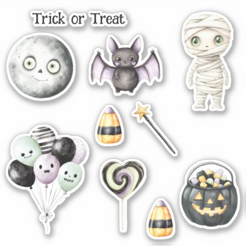 Green Eyes Halloween Moon Sticker
