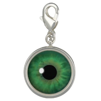 Green Eyes Iris Eye Fun Cool Round Bracelet Charm by sunnymars at Zazzle