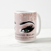 Green Eyes Rose Sparkly Glitter Drips Make Lashes Coffee Mug (Front Right)