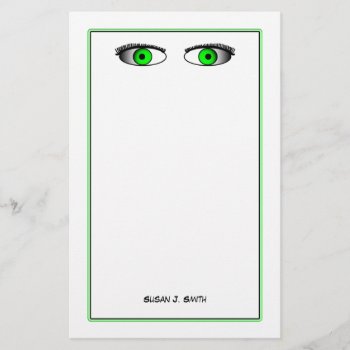 Green Eyes Stationery by xfinity7 at Zazzle